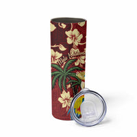 Crimson Red Tropical Christmas Hawaii Tapa Skinny Tumbler Aloha Santa Drink Party - Polynesian Pride