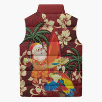 Crimson Red Tropical Christmas Hawaii Tapa Sleeveless Puffer Jacket Aloha Santa Drink Party LT7 - Polynesian Pride