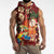 Crimson Red Tropical Christmas Hawaii Tapa Sleeveless Zip Hoodie Aloha Santa Drink Party - Polynesian Pride