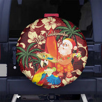 Crimson Red Tropical Christmas Hawaii Tapa Spare Tire Cover Aloha Santa Drink Party - Polynesian Pride