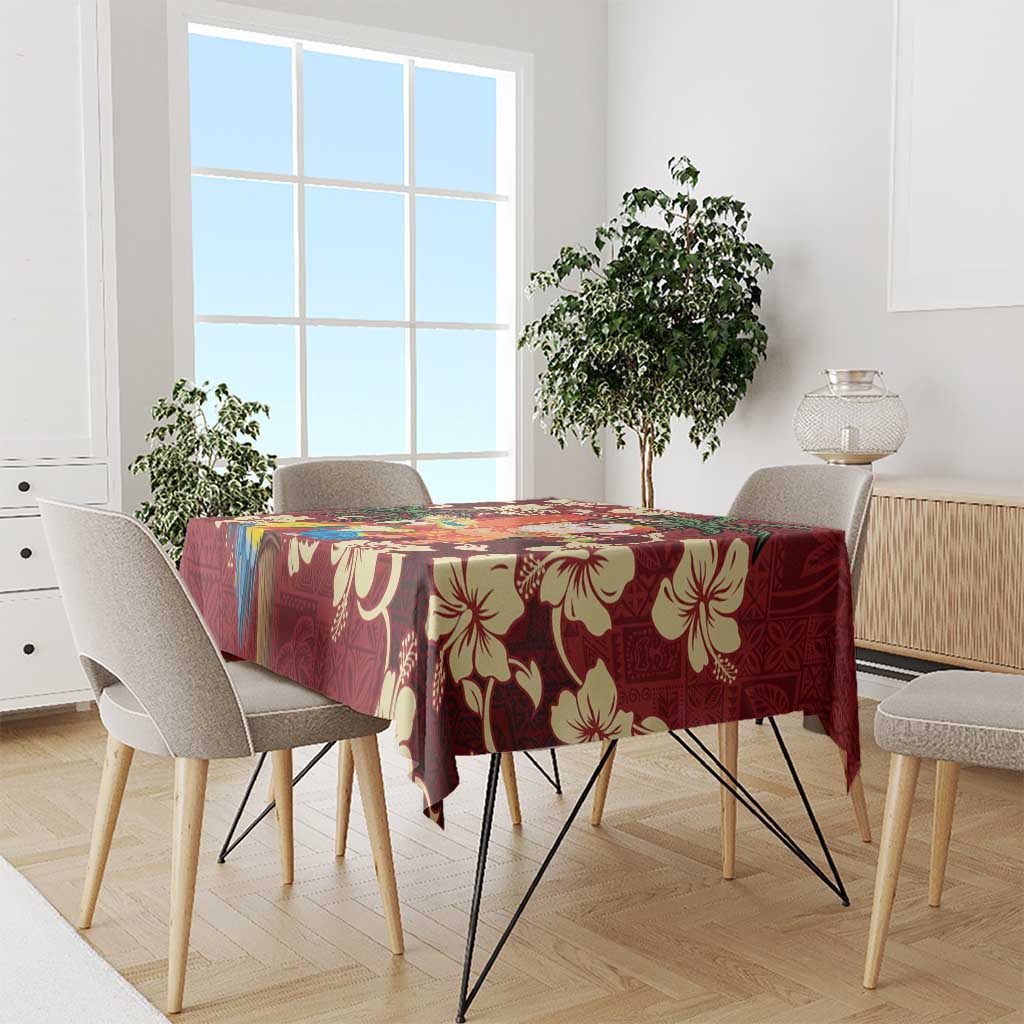 Crimson Red Tropical Christmas Hawaii Tapa Tablecloth Aloha Santa Drink Party LT7 - Polynesian Pride