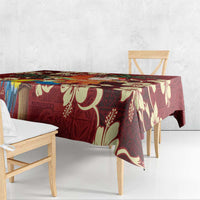 Crimson Red Tropical Christmas Hawaii Tapa Tablecloth Aloha Santa Drink Party LT7 - Polynesian Pride