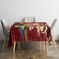 Crimson Red Tropical Christmas Hawaii Tapa Tablecloth Aloha Santa Drink Party LT7 - Polynesian Pride