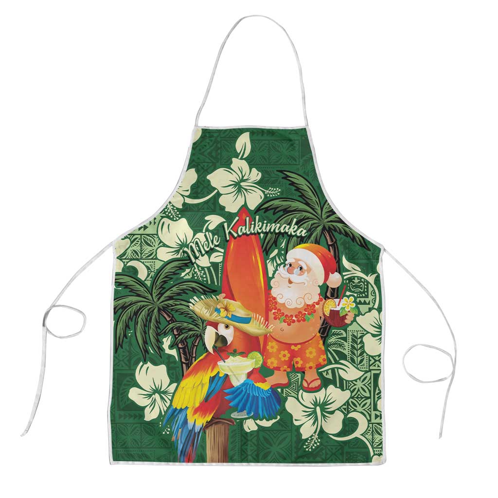 Moss Green Tropical Christmas Hawaii Tapa Apron Aloha Santa Drink Party LT7 Green - Polynesian Pride