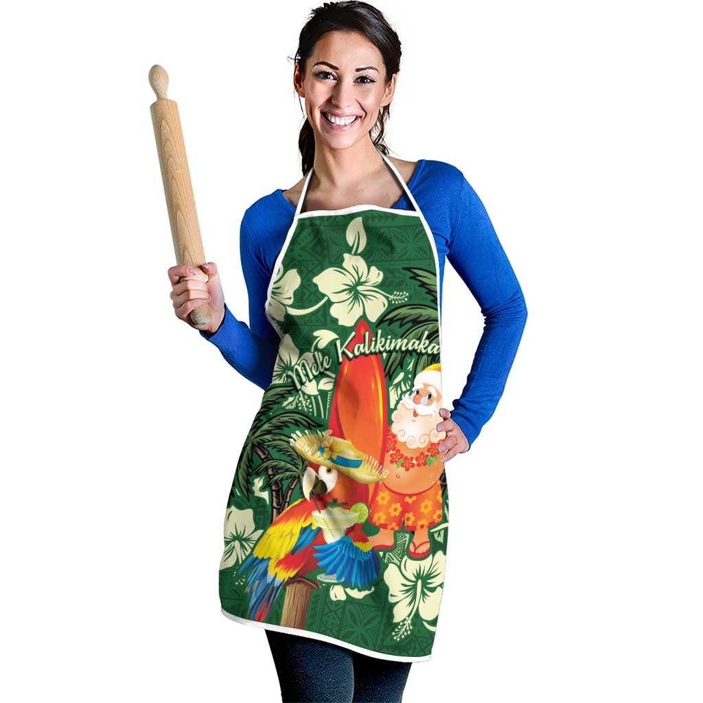 Moss Green Tropical Christmas Hawaii Tapa Apron Aloha Santa Drink Party LT7 - Polynesian Pride