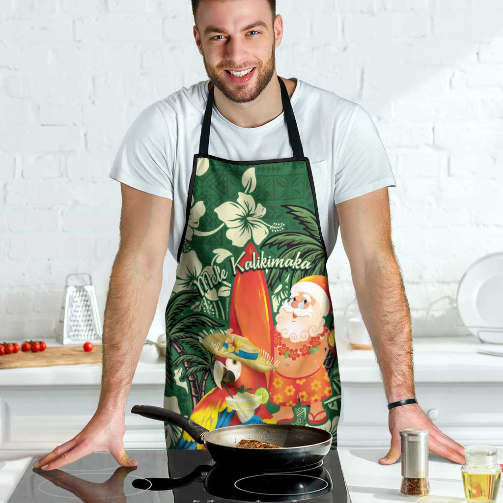 Moss Green Tropical Christmas Hawaii Tapa Apron Aloha Santa Drink Party LT7 - Polynesian Pride