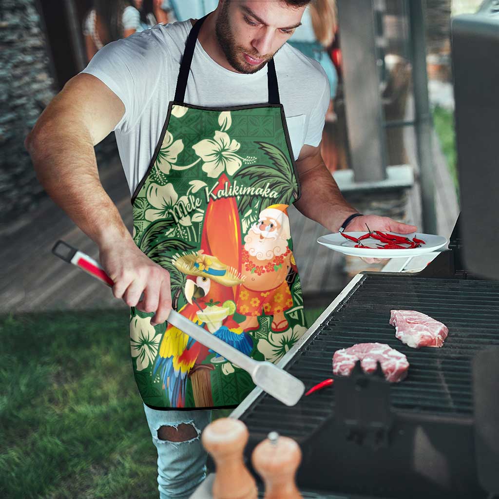 Moss Green Tropical Christmas Hawaii Tapa Apron Aloha Santa Drink Party LT7 - Polynesian Pride