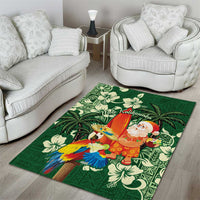 Moss Green Tropical Christmas Hawaii Tapa Area Rug Aloha Santa Drink Party - Polynesian Pride