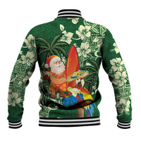 Moss Green Tropical Christmas Hawaii Tapa Baseball Jacket Aloha Santa Drink Party LT7 - Polynesian Pride