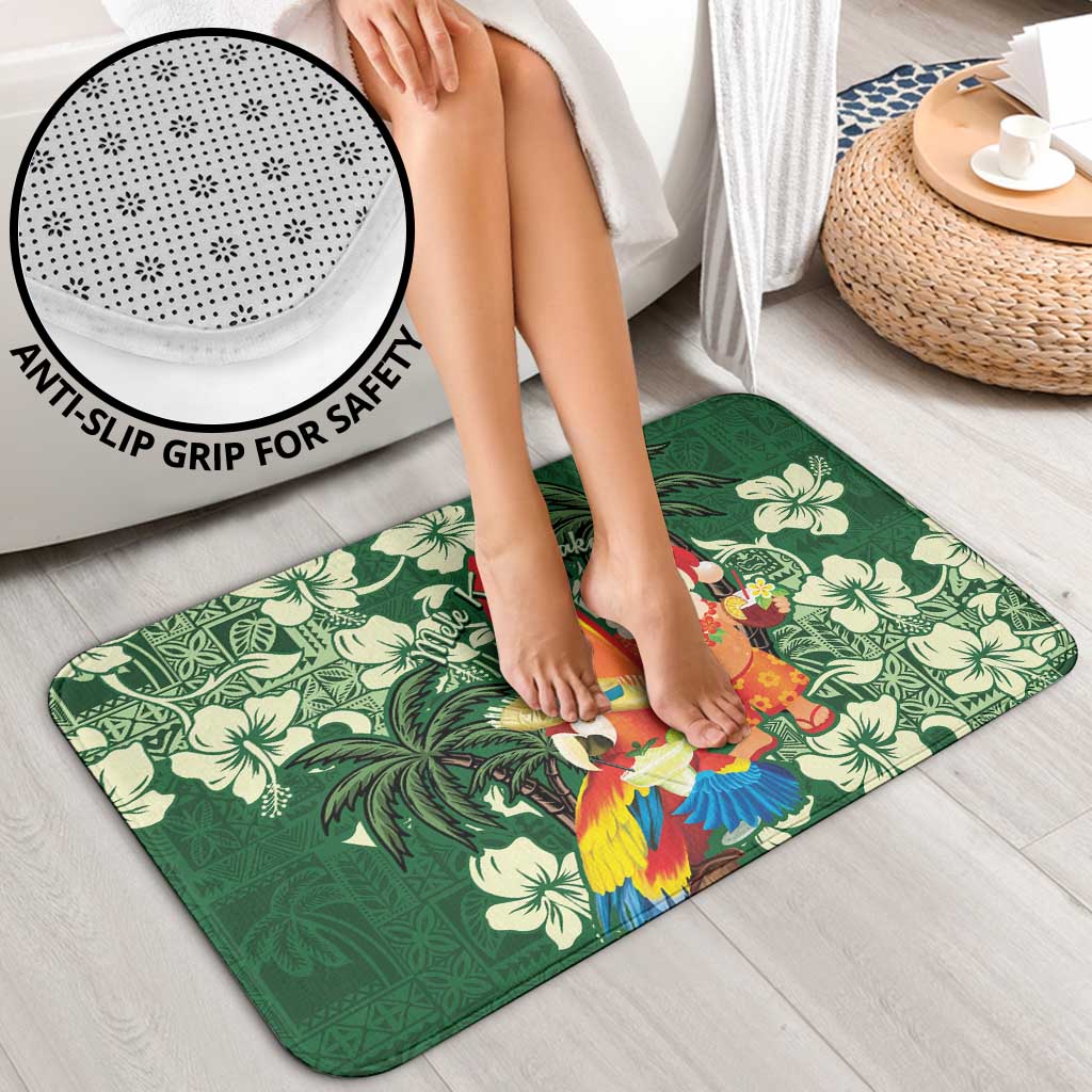 Moss Green Tropical Christmas Hawaii Tapa Bathroom Set Aloha Santa Drink Party - Polynesian Pride