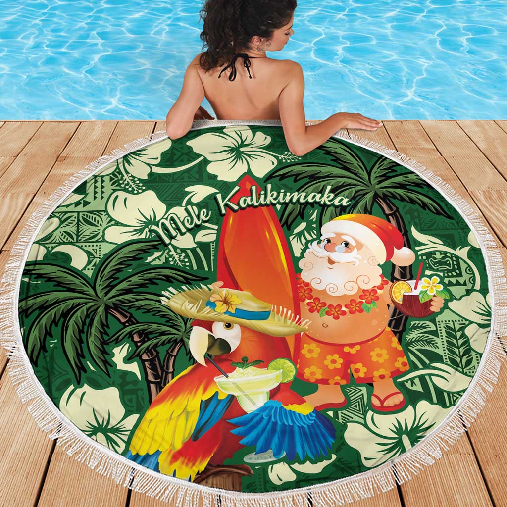Moss Green Tropical Christmas Hawaii Tapa Beach Blanket Aloha Santa Drink Party LT7 - Polynesian Pride