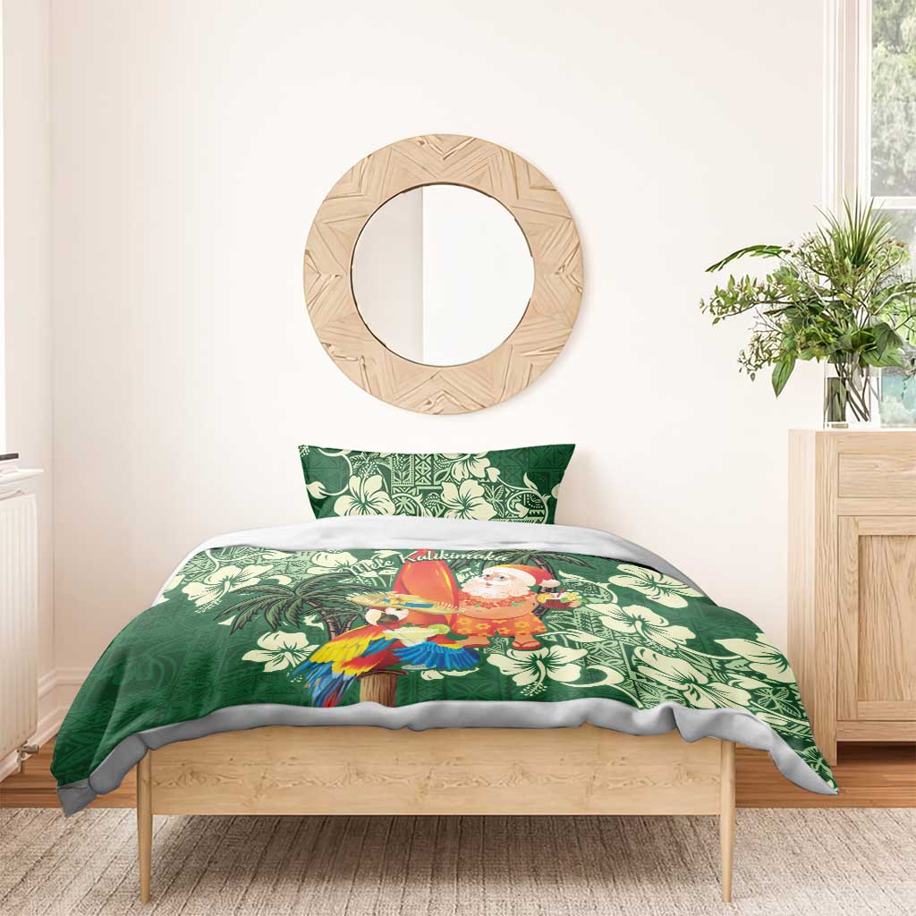 Moss Green Tropical Christmas Hawaii Tapa Bedding Set Aloha Santa Drink Party - Polynesian Pride