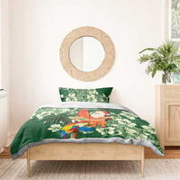 Moss Green Tropical Christmas Hawaii Tapa Bedding Set Aloha Santa Drink Party - Polynesian Pride