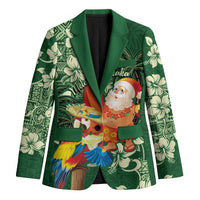 Moss Green Tropical Christmas Hawaii Tapa Blazer Aloha Santa Drink Party LT7 Unisex Green - Polynesian Pride
