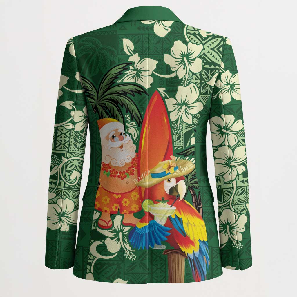 Moss Green Tropical Christmas Hawaii Tapa Blazer Aloha Santa Drink Party LT7 - Polynesian Pride