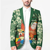 Moss Green Tropical Christmas Hawaii Tapa Blazer Aloha Santa Drink Party LT7 - Polynesian Pride