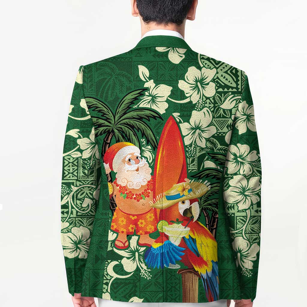 Moss Green Tropical Christmas Hawaii Tapa Blazer Aloha Santa Drink Party LT7 - Polynesian Pride