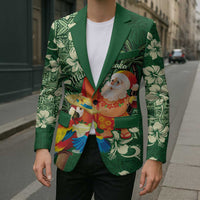 Moss Green Tropical Christmas Hawaii Tapa Blazer Aloha Santa Drink Party LT7 - Polynesian Pride