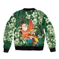 Moss Green Tropical Christmas Hawaii Tapa Bomber Jacket Aloha Santa Drink Party LT7 - Polynesian Pride