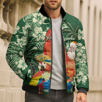Moss Green Tropical Christmas Hawaii Tapa Bomber Puffer Jacket Aloha Santa Drink Party LT7 - Polynesian Pride