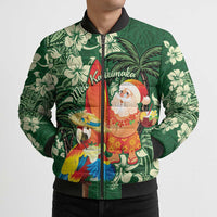 Moss Green Tropical Christmas Hawaii Tapa Bomber Puffer Jacket Aloha Santa Drink Party LT7 - Polynesian Pride