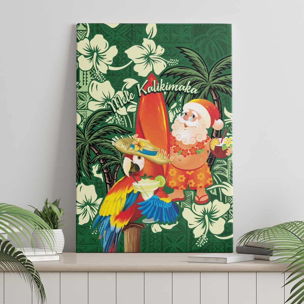 Moss Green Tropical Christmas Hawaii Tapa Canvas Wall Art Aloha Santa Drink Party LT7 - Polynesian Pride