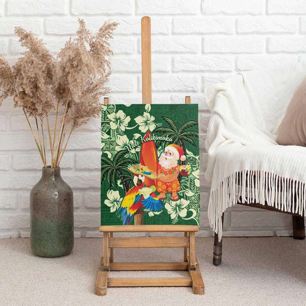 Moss Green Tropical Christmas Hawaii Tapa Canvas Wall Art Aloha Santa Drink Party LT7 - Polynesian Pride