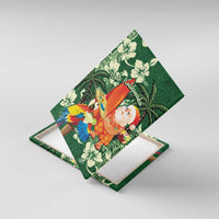 Moss Green Tropical Christmas Hawaii Tapa Canvas Wall Art Aloha Santa Drink Party LT7 With Frame Green - Polynesian Pride