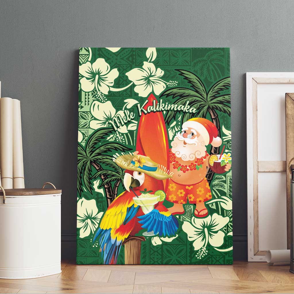 Moss Green Tropical Christmas Hawaii Tapa Canvas Wall Art Aloha Santa Drink Party LT7 - Polynesian Pride
