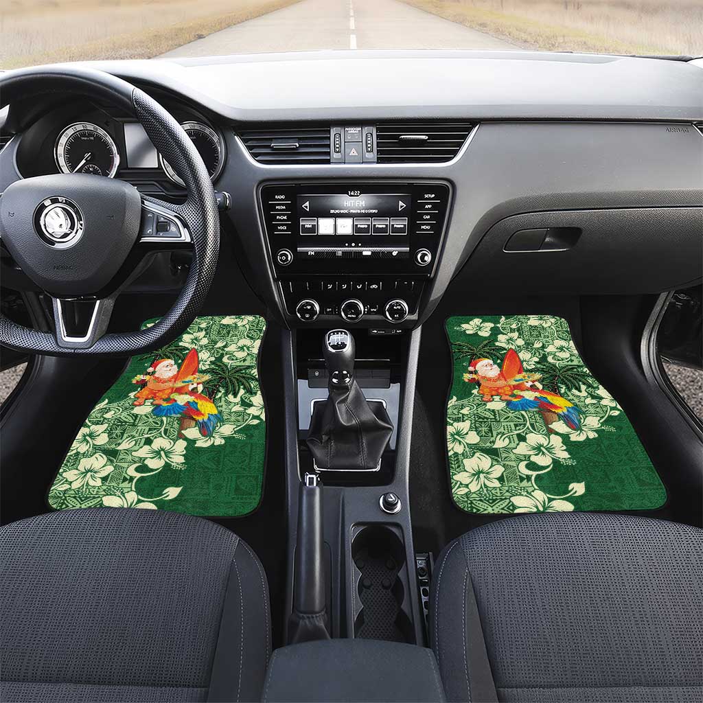 Moss Green Tropical Christmas Hawaii Tapa Car Mats Aloha Santa Drink Party - Polynesian Pride