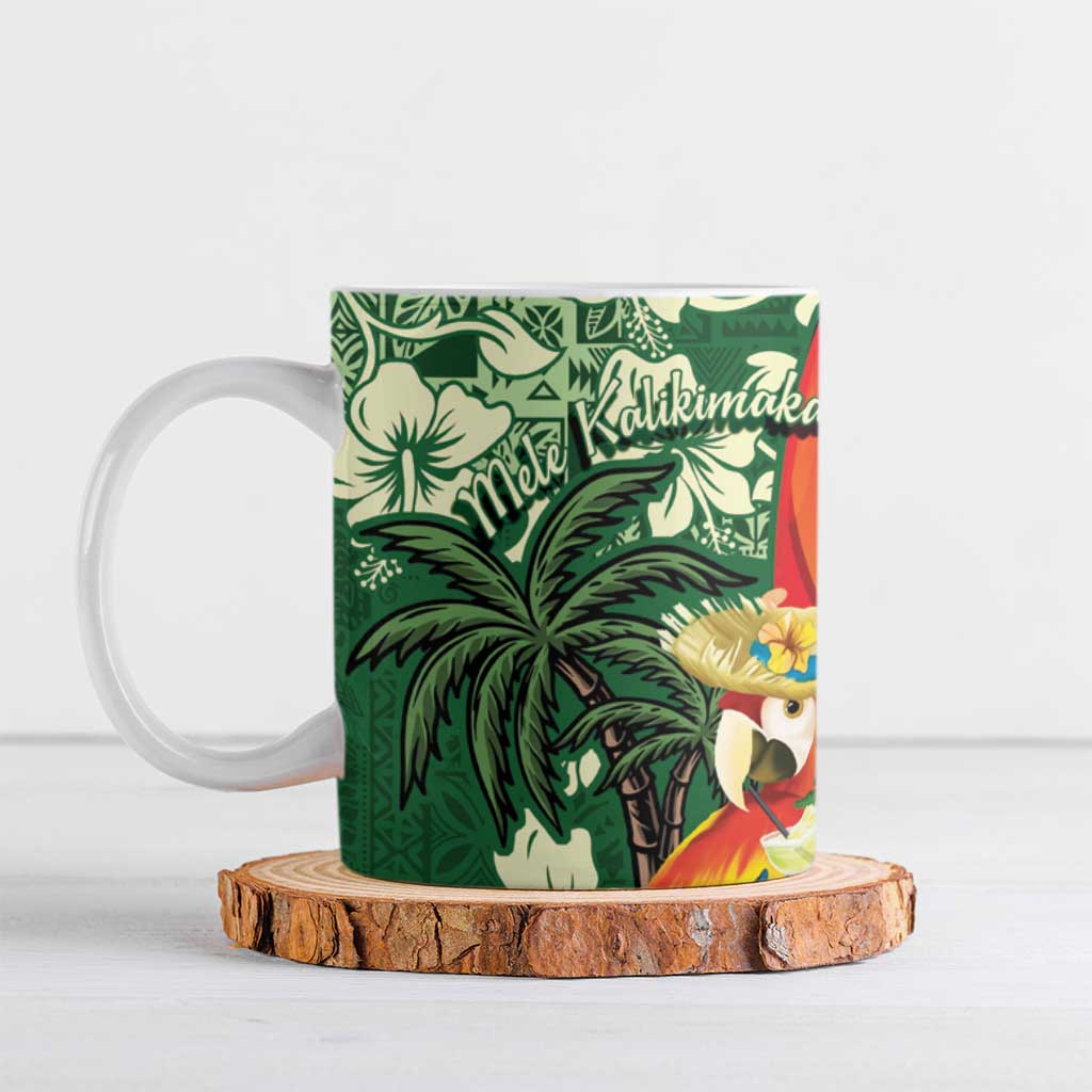 Moss Green Tropical Christmas Hawaii Tapa Ceramic Mug Aloha Santa Drink Party LT7 Green - Polynesian Pride
