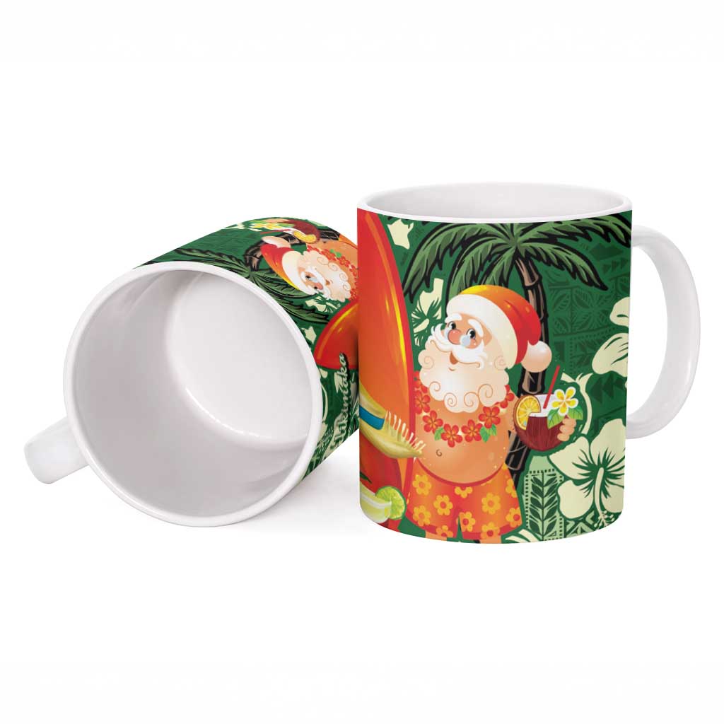 Moss Green Tropical Christmas Hawaii Tapa Ceramic Mug Aloha Santa Drink Party LT7 - Polynesian Pride