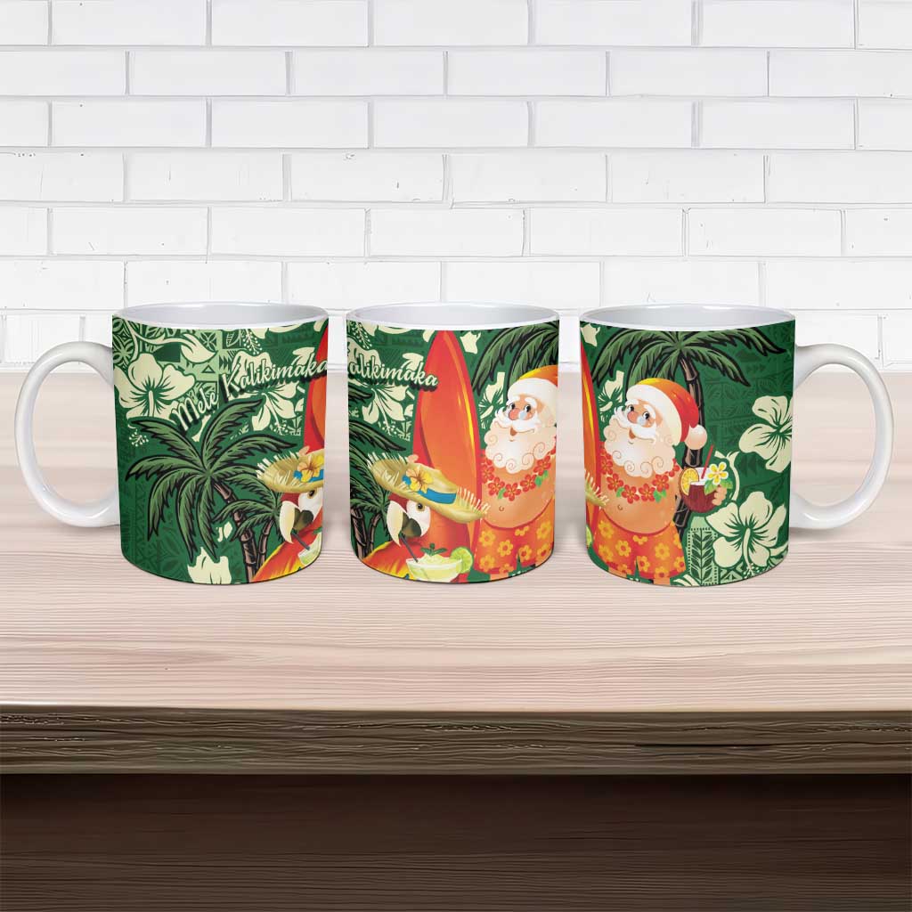Moss Green Tropical Christmas Hawaii Tapa Ceramic Mug Aloha Santa Drink Party LT7 - Polynesian Pride