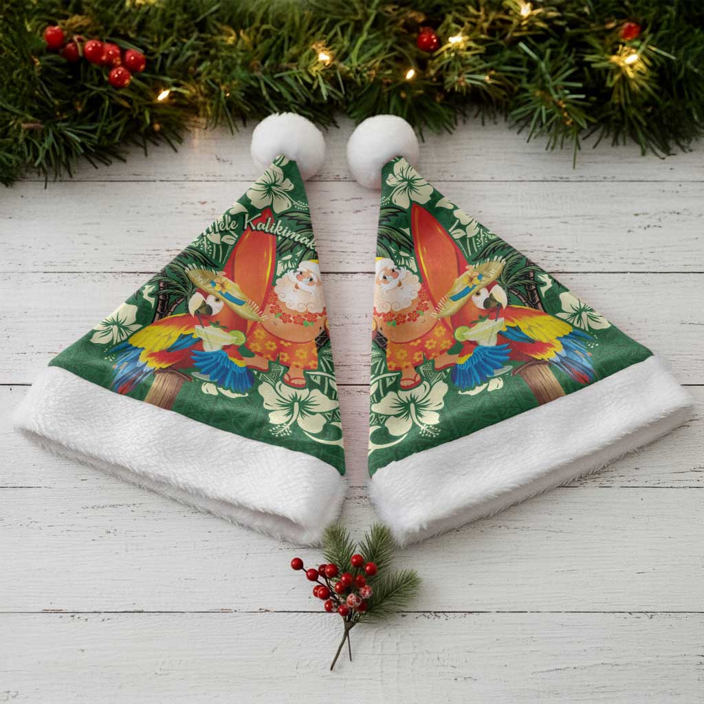 Moss Green Tropical Christmas Hawaii Tapa Christmas Santa Hat Aloha Santa Drink Party - Polynesian Pride