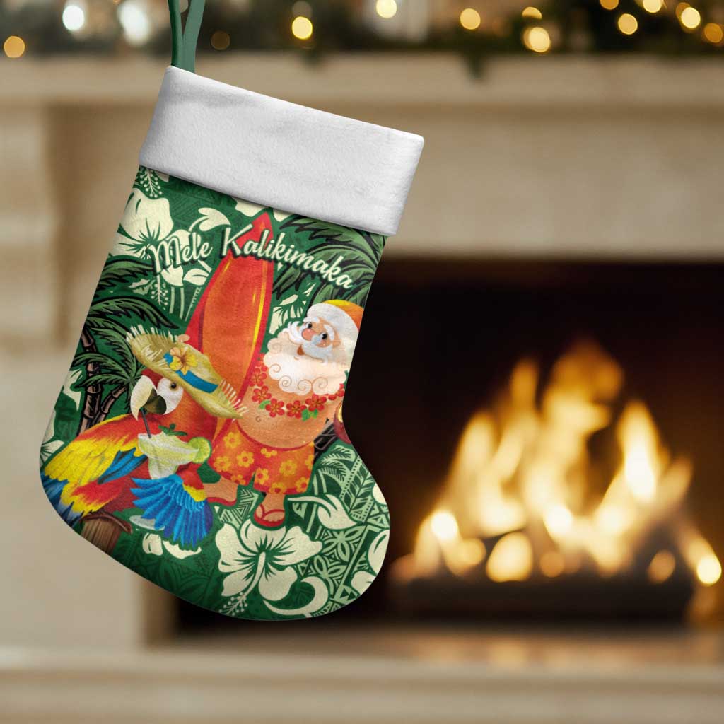 Moss Green Tropical Christmas Hawaii Tapa Christmas Stocking Aloha Santa Drink Party - Polynesian Pride