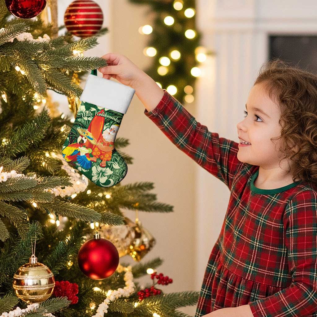 Moss Green Tropical Christmas Hawaii Tapa Christmas Stocking Aloha Santa Drink Party - Polynesian Pride