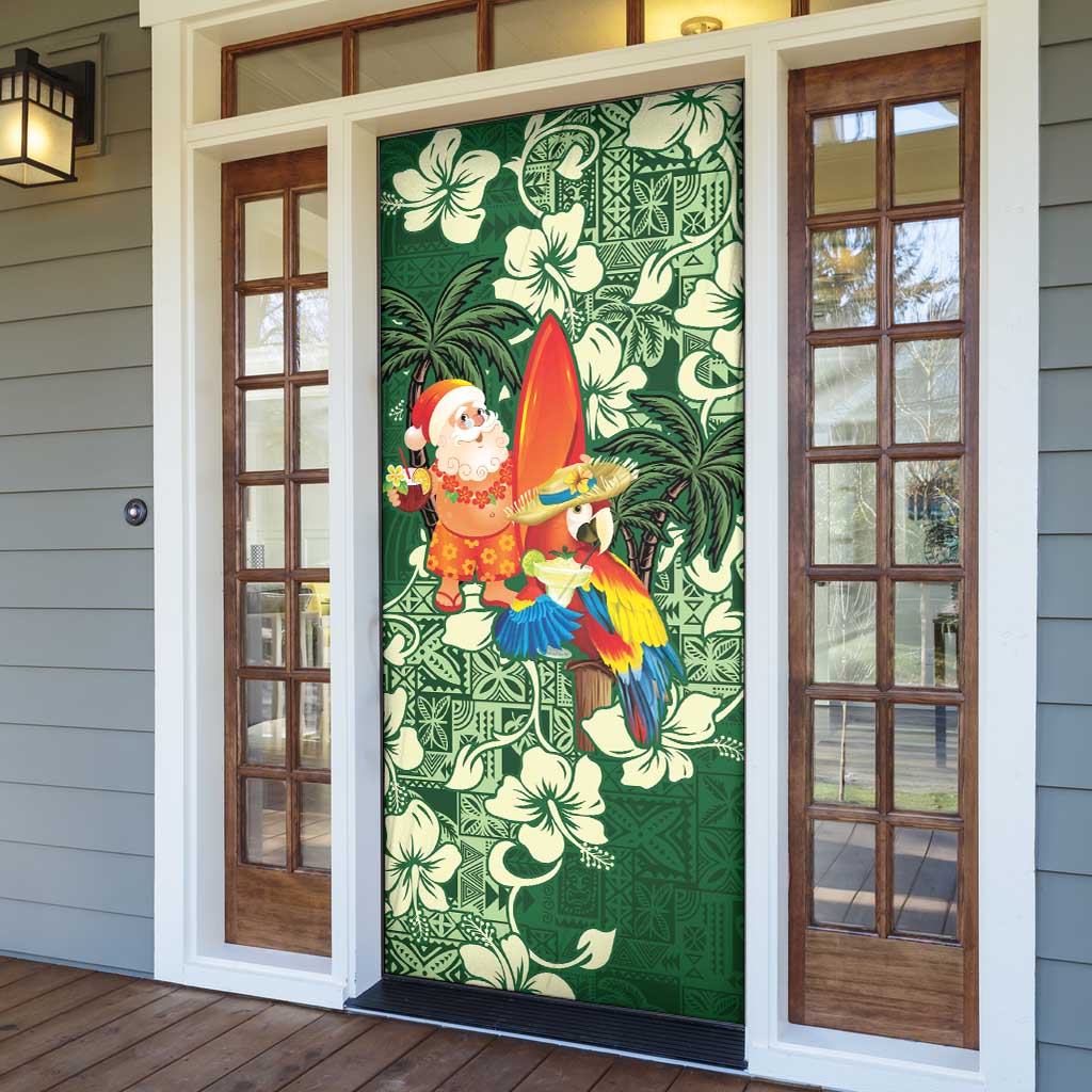 Moss Green Tropical Christmas Hawaii Tapa Door Cover Aloha Santa Drink Party - Polynesian Pride