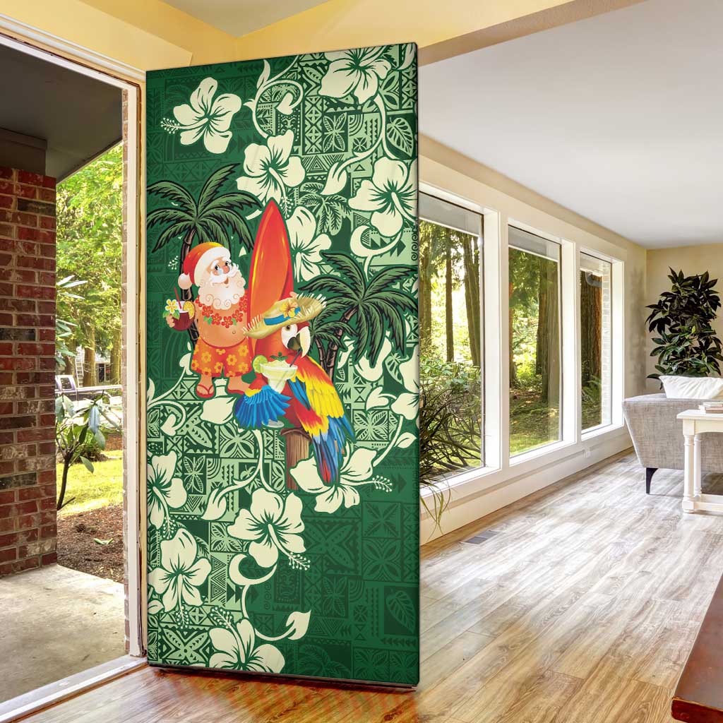 Moss Green Tropical Christmas Hawaii Tapa Door Cover Aloha Santa Drink Party - Polynesian Pride