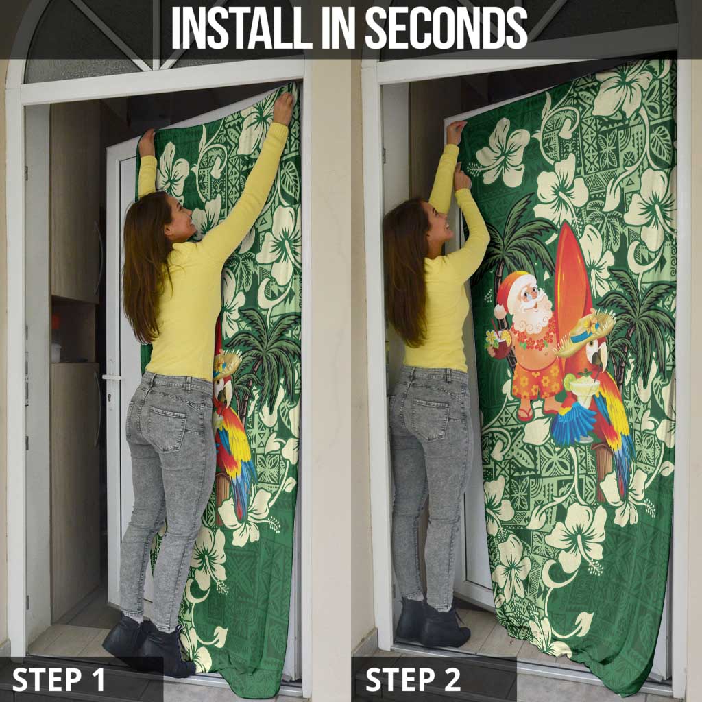 Moss Green Tropical Christmas Hawaii Tapa Door Cover Aloha Santa Drink Party - Polynesian Pride