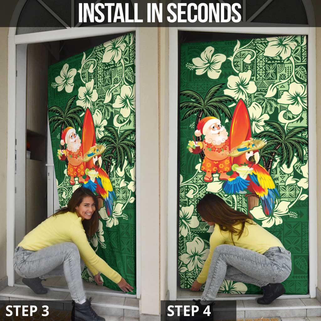 Moss Green Tropical Christmas Hawaii Tapa Door Cover Aloha Santa Drink Party - Polynesian Pride