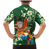Moss Green Tropical Christmas Hawaii Tapa Family Matching Mermaid Dress and Hawaiian Shirt Aloha Santa Drink Party - Polynesian Pride