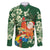Moss Green Tropical Christmas Hawaii Tapa Family Matching Off The Shoulder Long Sleeve Dress and Hawaiian Shirt Aloha Santa Drink Party - Polynesian Pride