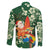 Moss Green Tropical Christmas Hawaii Tapa Family Matching Off The Shoulder Long Sleeve Dress and Hawaiian Shirt Aloha Santa Drink Party - Polynesian Pride