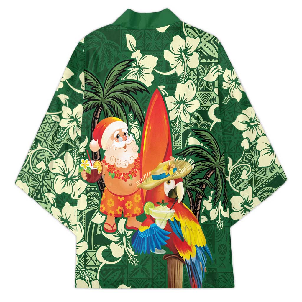 Moss Green Tropical Christmas Hawaii Tapa Kimono Aloha Santa Drink Party - Polynesian Pride