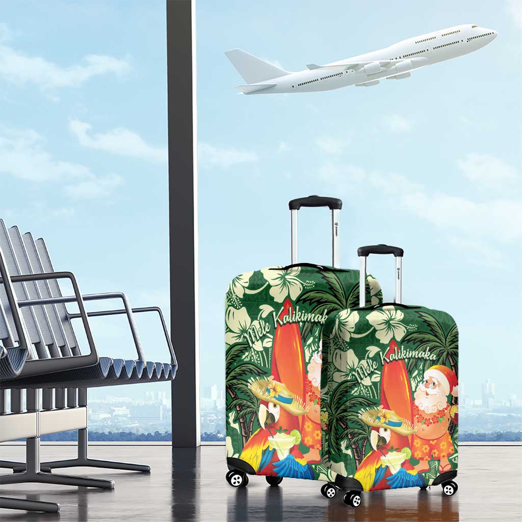 Moss Green Tropical Christmas Hawaii Tapa Luggage Cover Aloha Santa Drink Party - Polynesian Pride