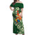 Moss Green Tropical Christmas Hawaii Tapa Off Shoulder Maxi Dress Aloha Santa Drink Party - Polynesian Pride