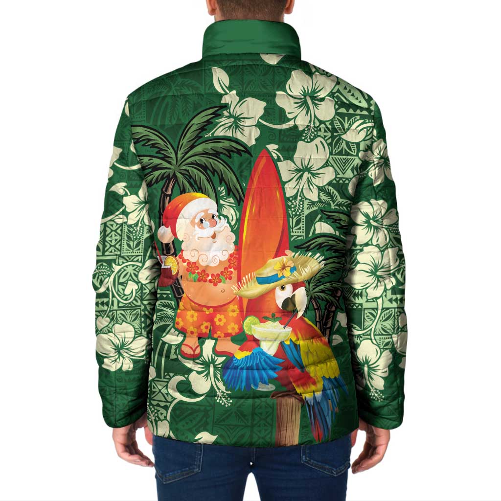 Moss Green Tropical Christmas Hawaii Tapa Padded Jacket Aloha Santa Drink Party LT7 - Polynesian Pride