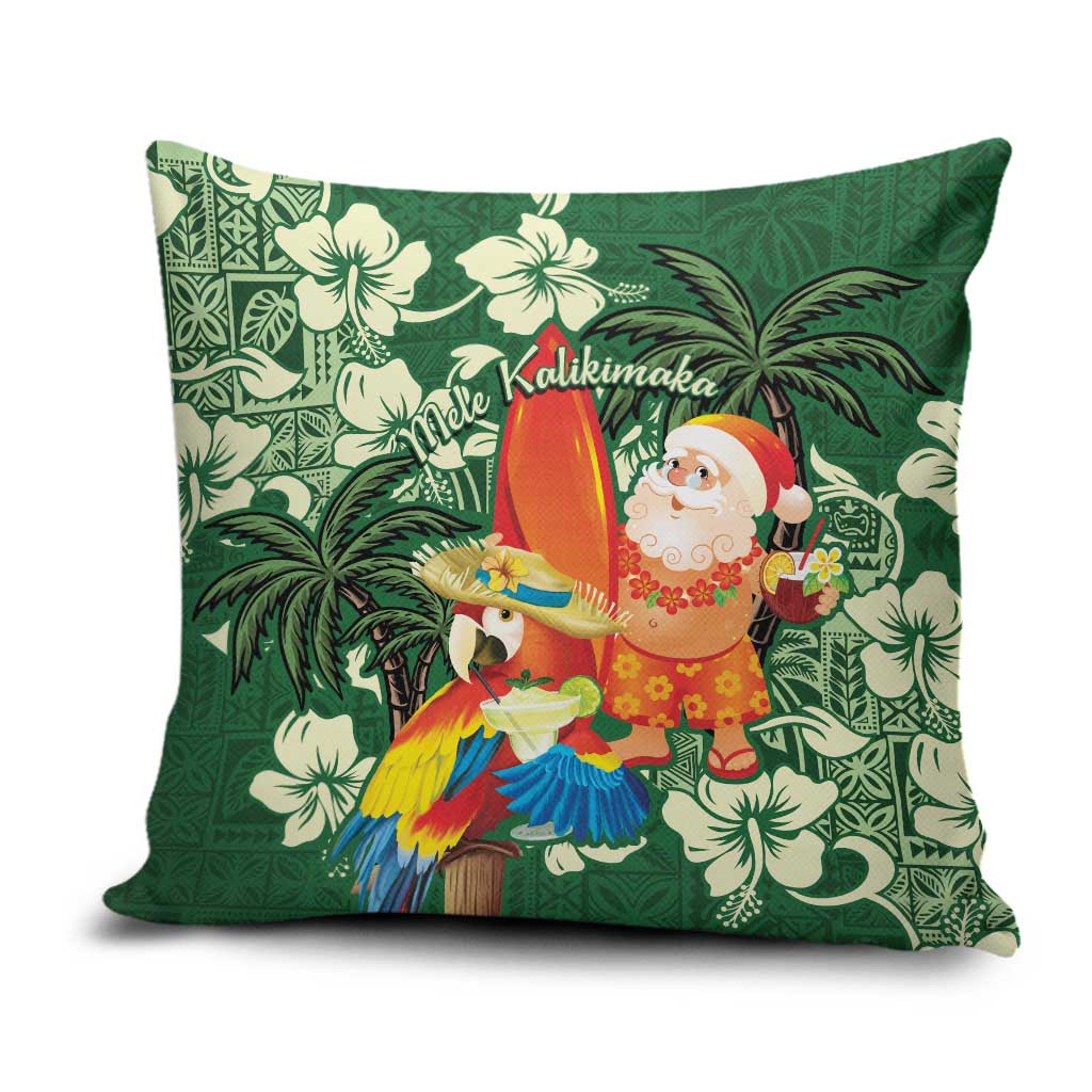 Moss Green Tropical Christmas Hawaii Tapa Pillow Cover Aloha Santa Drink Party - Polynesian Pride
