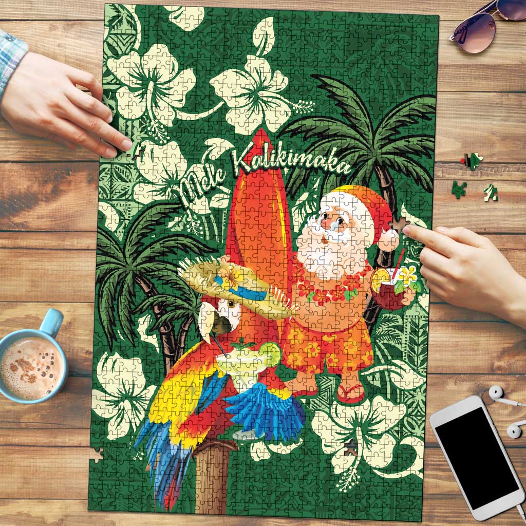 Moss Green Tropical Christmas Hawaii Tapa Puzzle Aloha Santa Drink Party LT7 Green - Polynesian Pride