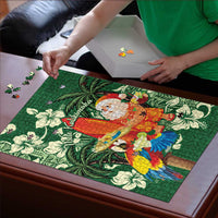 Moss Green Tropical Christmas Hawaii Tapa Puzzle Aloha Santa Drink Party LT7 - Polynesian Pride